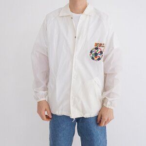 Vintage 93' Ted Fletcher White World Cup Soccer Graphic Snap Jacket Medium